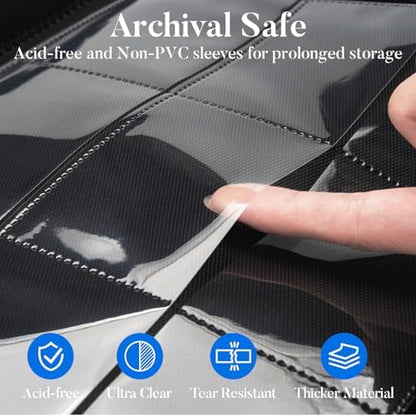 Premium 9 Pocket Card Binder for 540 Cards, Fabmaker PU Cover Trading Card Binder, Sturdy Card Collection Album, Sleek Card Holder Folders for YuGiOh, MTG, TCG, Game Cards & Sports Cards, Navy Blue