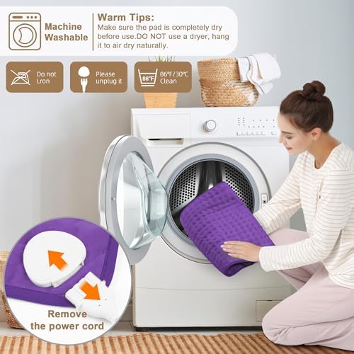 Heating Pad-Electric Heating Pads for Back,Neck,Abdomen,Moist Heated Pad for Shoulder,Knee,Hot Pad for Arms and Legs,Dry&Moist Heat & Auto Shut Off(Dark Purple, 12''×24'')