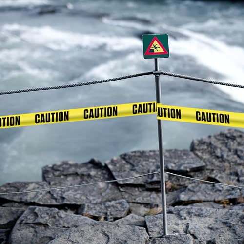 ATERET Premium Yellow Caution Tape 3-Pack 3 inch x 1000 feet, Hazard Safety Tape, Construction Tape for Danger/Hazardous Area, Ideal Use for Halloween Decorations, Party, Work-Site