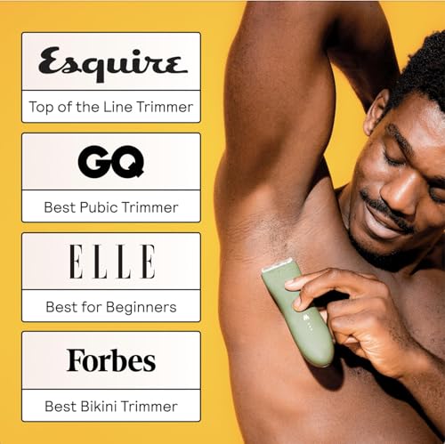 MERIDIAN The Trimmer Original - Body Hair Trimmer for Men, Electric Shaver for Pubic Hair, Chest, Legs & Bikini, Waterproof & Rechargeable, Sage