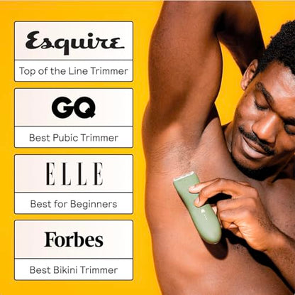 MERIDIAN The Trimmer Original - Body Hair Trimmer for Men, Electric Shaver for Pubic Hair, Chest, Legs & Bikini, Waterproof & Rechargeable, Sage