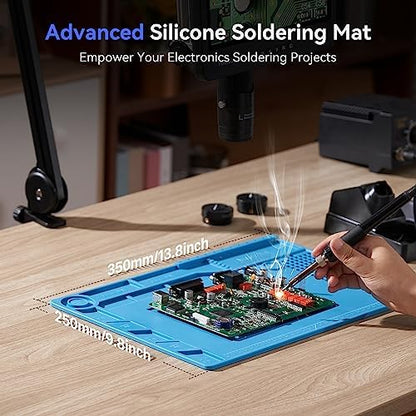 TOMLOV DM602 Flex Digital Soldering Microscope 2000x, Flexible Arm, 10.1" HDMI Microscope with 3 Lens, Coin Magnifier with Ring Light, Adults LCD Video Magnifying Glass, Electronic Repair Mat,64GB