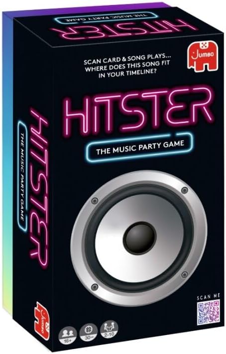Jumbo Hitster - The Music Party Card Game, Fun Music Quiz Card Game, 2-10 Players - 300 Plus Iconic Music Hits - Great for Adult and Family Game Night