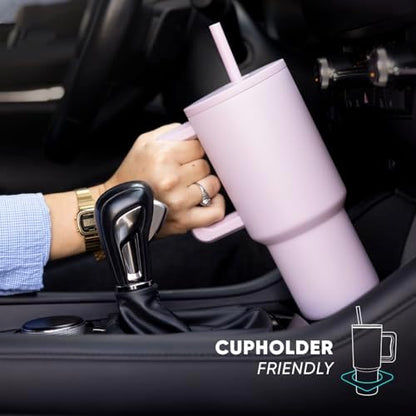 Simple Modern 40 oz Trek Tumbler with Handle and Straw Lid | Cup Holder Friendly Insulated Stainless Steel Travel Mug | Midnight Black