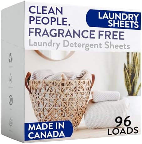 The Clean People Fragrance Free Laundry Detergent Sheets - Laundry Soap - Ultra Concentrated, Recyclable Packaging, Stain Fighting - Fragrance Free, 96 Pack