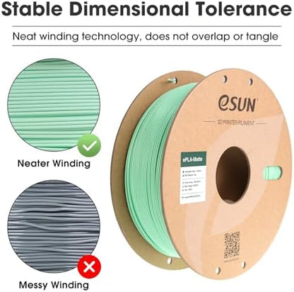 eSUN Matte PLA Filament 1.75mm, Matte 3D Printer PLA Filament, 1KG Spool 3D Printing Filament for 3D Printers, Paper Reel, Mint Green