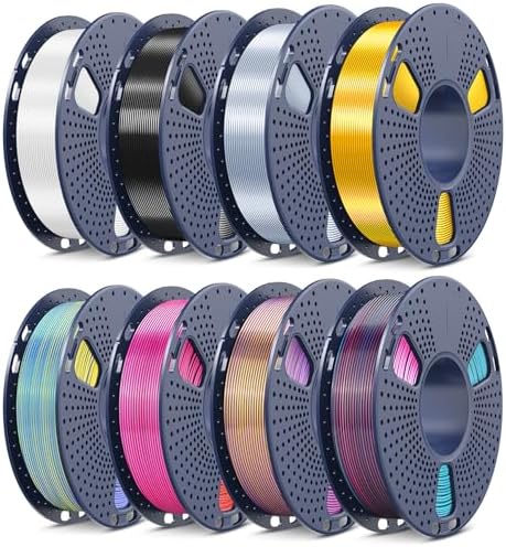 SUNLU 3D Printer Filament Bundle, Individually Vacuum Packed, Quadruple Color Silk Filament*4, PLA Silk Filament*4, 250g Spool, 2kg Total