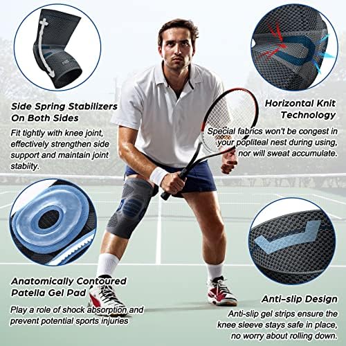 NEENCA Professional Knee Brace for Pain Relief, Medical Knee Compression Sleeve, Knee Support with Horizontal Knit Tech for Meniscus Tear, ACL, Arthritis, Joint Pain, Runner, Workout- FSA/HSA APPROVED