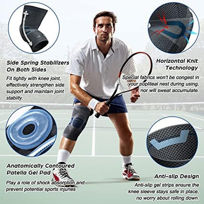 NEENCA Professional Knee Brace for Pain Relief, Medical Knee Compression Sleeve, Knee Support with Horizontal Knit Tech for Meniscus Tear, ACL, Arthritis, Joint Pain, Runner, Workout- FSA/HSA APPROVED