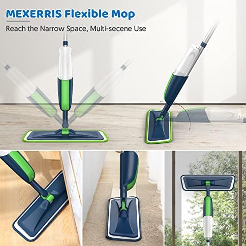 Wet Mops with 5X Washable Pads Spray Mops for Hardwood Floor Cleaning- MEXERRIS Wood Floor Mops Dust Mops with 2X Bottles Commercial Home Use for Hardwood Laminate Vinyl Tiles Wood Floor Cleaning