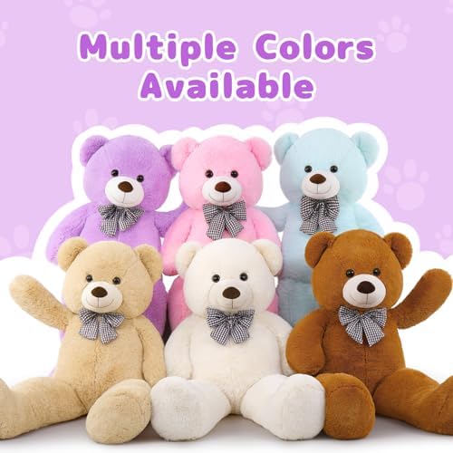 MaoGoLan Giant Purple Teddy Bear 55" Life Size Huge Plush Massive Stuffed Animals for Girlfriend Kids Boyfriend