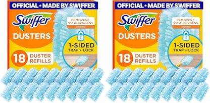 Swiffer Feather Dusters Multi-Surface Duster Refills, Bamboo, White, 18 Count (Pack of 2)