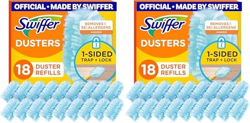 Swiffer Feather Dusters Multi-Surface Duster Refills, Bamboo, White, 18 Count (Pack of 2)