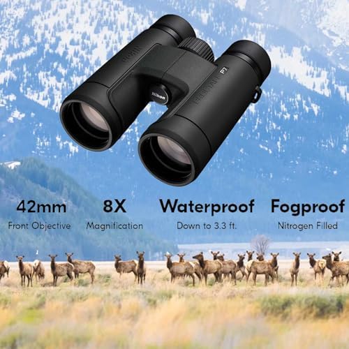 Nikon PROSTAFF P7 8x42 (16772) Black Binoculars Bundle with Lens Pen and Cleaning Cloth, Compact Binoculars for Adults for Hunting, Bird Watching, and Hiking Essentials, Zoom Lightweight Travel