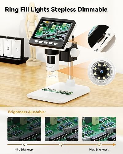 4.3" Digital Microscope for Adults, SKYEAR Coin Microscope1000X Magnification with 8 Ajustable LED Fill Lights, USB Microscope for Windows/MacOS, Coin Collection Supplies