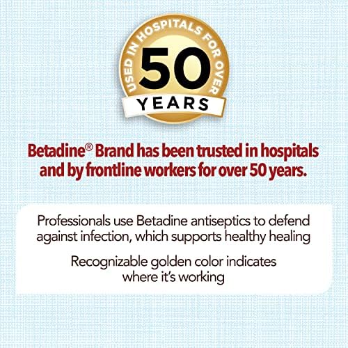 Betadine Antiseptic Liquid First Aid Solution, Povidone-Iodine 10%, Kills Germs in Minor Cuts Scrapes & Burns, No Sting Promise, No Alcohol or Hydrogen Peroxide, 8 FL OZ (Pack of 2)
