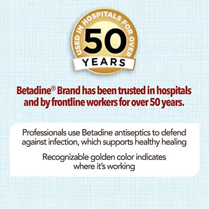 Betadine Antiseptic Liquid First Aid Solution, Povidone-Iodine 10%, Kills Germs in Minor Cuts Scrapes & Burns, No Sting Promise, No Alcohol or Hydrogen Peroxide, 8 FL OZ (Pack of 2)