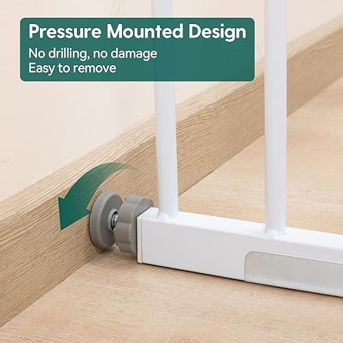 Babelio Baby Gate for Doorways and Stairs, 26''-40'' Auto Close Dog/Puppy Gate, Easy Install, Pressure Mounted, No Drilling, fits for Narrow and Wide Doorways, Safety Gate Door for Child and Pets