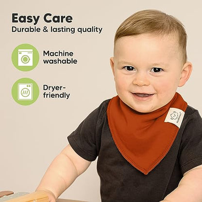 8-Pack Organic Baby Bandana Bibs for Boys, Girls - Super Absorbent Triangle Baby Bibs for Drooling and Teething Infant, 100% Cotton Extra Soft for Newborn, Infant 0-36 Months (Hunter)