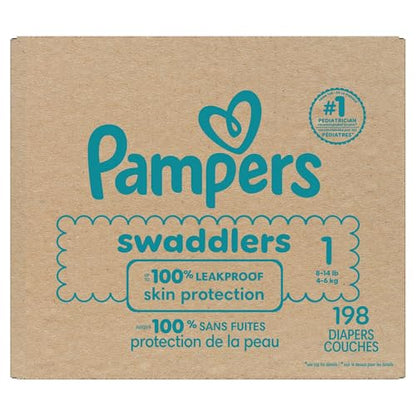 Pampers Baby Diapers - Swaddlers - Size 1, 198 Count, Ultra Absorbent Disposable Infant Diaper