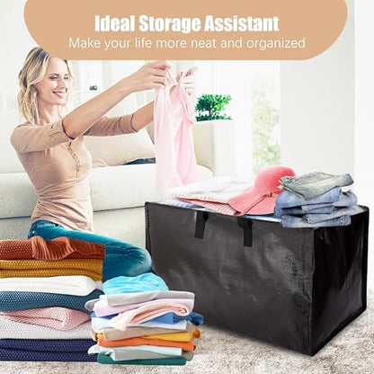 Heavy Duty Moving Bags with Backpack Straps and Strong Handles, Alternative to Moving Boxes and Storage Totes for Dorm Room Essentials, 6 Pack, Black