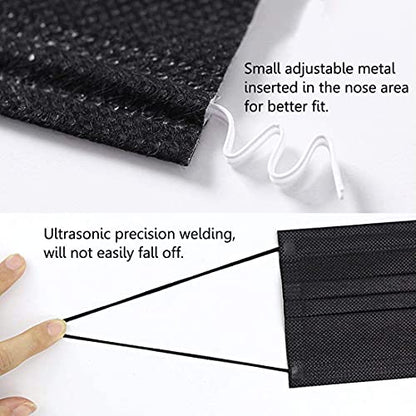 NNPCBT 500PCS 3 ply black disposable masks filter mask