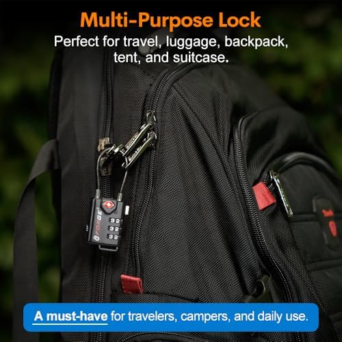 TSA Approved Cable Luggage Locks, Re-settable Combination with Alloy Body