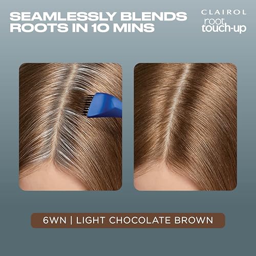 Clairol Root Touch-Up by Nice'n Easy Permanent Hair Dye, 6WN Light Chocolate Brown Hair Color, Pack of 2