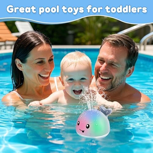 Baby Bath Toys, Toddler Bath Toys for Kids Ages 1-3, Light Up Whale Bath Toy Sprinkler, Pool Water Table Infant Baby Toys 6-12-18 Months, Bathtub Fountain Toy, Toddler 1st Birthday 1 2 3 Gifts