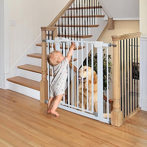 Babelio Baby Gate for Doorways and Stairs, 26''-40'' Auto Close Dog/Puppy Gate, Easy Install, Pressure Mounted, No Drilling, fits for Narrow and Wide Doorways, Safety Gate Door for Child and Pets