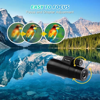 80X100 Monocular for Adults - Monocular Telescope High Definition with Smartphone Holder & Tripod, High Power Monoculars for Adults Watching Hunting Camping Hiking Travling with Zoom Focus