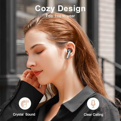 ZIUTY Wireless Earbuds Bluetooth Headphones, 50H Playtime Ear Buds with Mic, LED Digital Display Charging Case, IPX7 Waterproof, Deep Bass Stereo, in-Ear Earphone for iPhone Andriod Phone