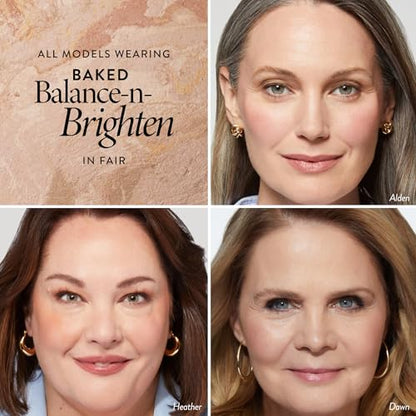 LAURA GELLER NEW YORK Award-Winning Baked Balance-n-Brighten Color Correcting Powder Foundation - Fair - Buildable Light to Medium Coverage - Demi-Matte Natural Finish