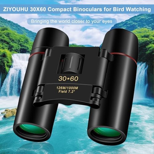 Compact 30x60 Binoculars for Adults,Suitable for Adults and Children Bird Watching Travel Sightseeing, Waterproof Lightweight Small Binoculars, with Clear Low-Light Vision