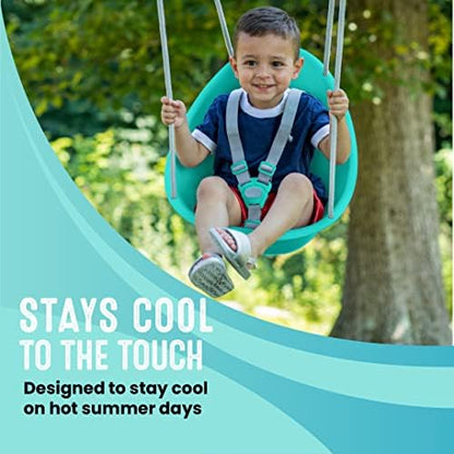 Swurfer Coconut Toddler Swing – Comfy Baby Swing Outdoor, 3- Point Adjustable Safety Harness, Secure, Safe Quick Click Locking System, Blister-Free Rope, Easy Installation, Ages 6-36 Months
