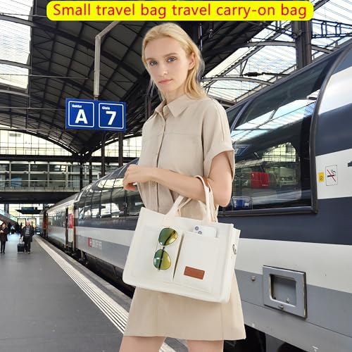 Tote Bag for Women With Compartments,Large Canvas Tote Women's Purse Crossbody Bags Work Laptop Book Bag Satchels Handbags