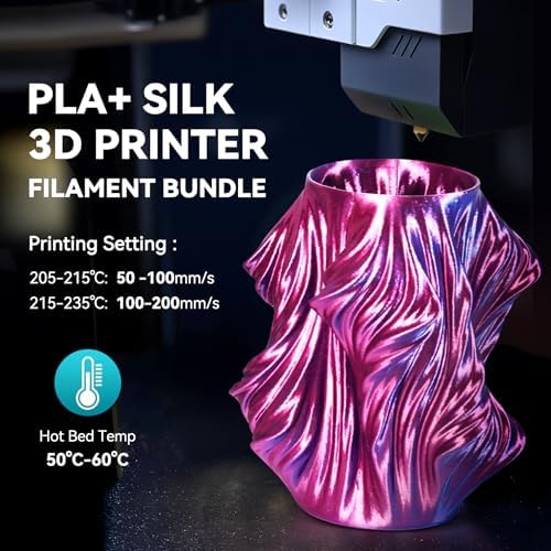 SUNLU PLA+ Silk Filament, Four-Color 3D Printer Filament 1.75mm, Dimensional Accuracy +/- 0.02mm, 1KG Spool(2.2 lbs), Silk Quadruple Color(Gold Purple Red Blue)