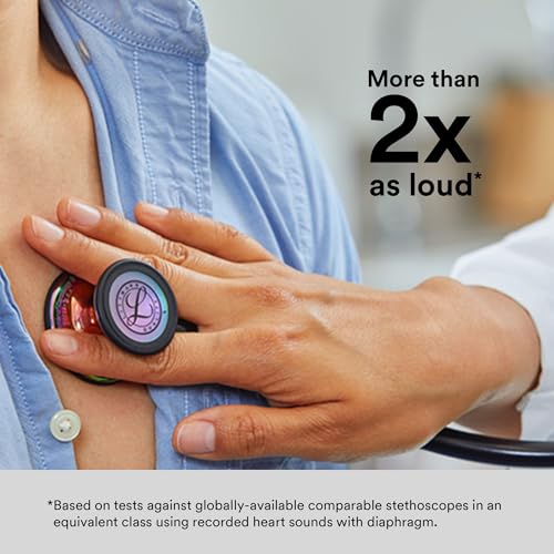 3M Littmann Cardiology IV Diagnostic Stethoscope, 6163, More Than 2X as Loud, Weighs Less, Stainless Steel Black-Finish Chestpiece, 27" Black Tube, Stem, and Headset