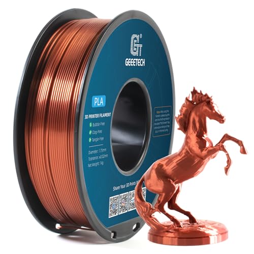 Geeetech Silk PLA Filament 1.75mm for 3D Printer, Metal-Like Shiny 3D Filament 1kg (2.2lbs) 1 Spool, Dimensional Accuracy +/- 0.02 mm, Metallic Copper Silk Filament