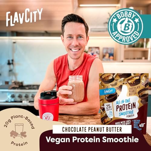 FlavCity Grass Fed Whey Chocolate Protein Powder - Chocolate Peanut Butter - 25g Protein & 10g Collagen - Made with Organic Cocoa & Coconut Milk - Gluten Free & No Added Sugars (20 Servings)