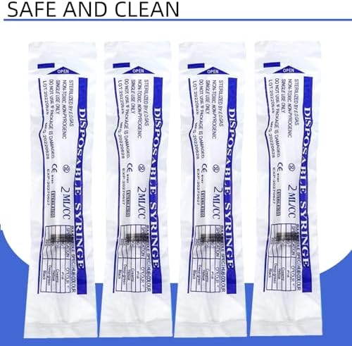 100 Pack Disposable 2.5ml/cc Lab Syringes with 25Ga 1 Inch Needle Luer Lock, Individually Sealed Packed