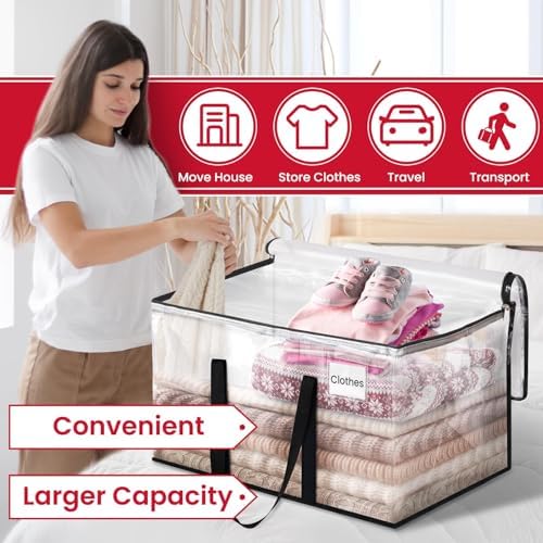 Clear Heavy Duty Extra Large Moving Bags, Reinforced Handle and Double Zipper Storage Bags, Packing Bags Alternative (8 Packs)