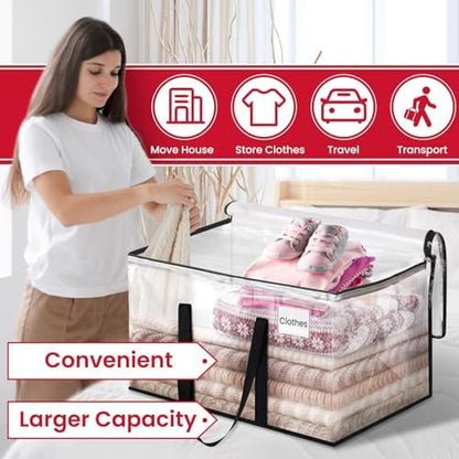 Clear Heavy Duty Extra Large Moving Bags, Reinforced Handle and Double Zipper Storage Bags, Packing Bags Alternative (8 Packs)