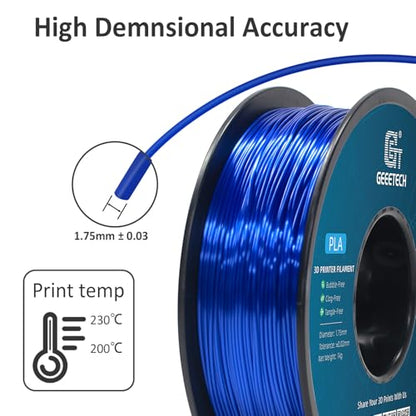 Geeetech Metal Shine Filament 1.75mm for 3D Printer, Silk PLA 1kg (2.2lbs) Spool, Metallic Royal Blue 3D Printing Filament, Dimensional Accuracy +/- 0.02 mm