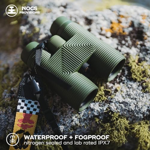 Nocs Provisions Pro Issue 8x42 Compact Fogproof Waterproof Binoculars for Adults & Kids, 8X Magnification, Wide View Multi-Coated Lenses for Bird Watching, Hunting & Stargazing - Canopy Green