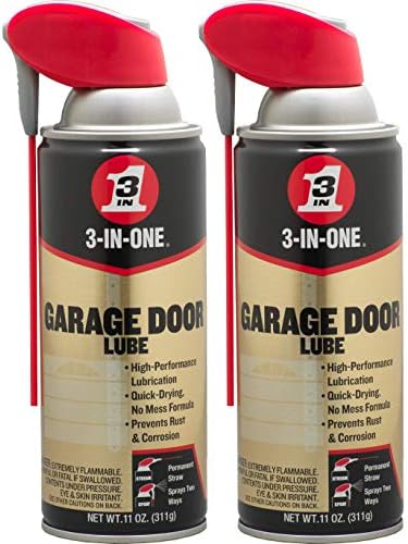 3-IN-ONE Professional Garage Door Lubricant with Smart Straw Sprays 2 Ways, 11 OZ Twin Pack, 100584, Clear