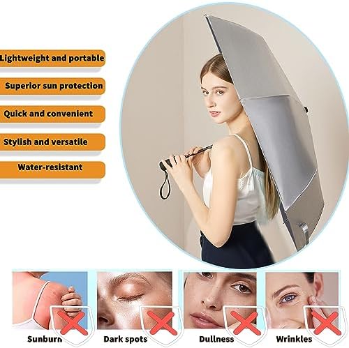 SIEPASA UV Protection Travel Compact Umbrella-Automatic Umbrellas for Rain-Compact Folding Umbrella, Travel Umbrella, Small Portable Windproof Umbrellas for Men Women Teenage.(Silver/Black)