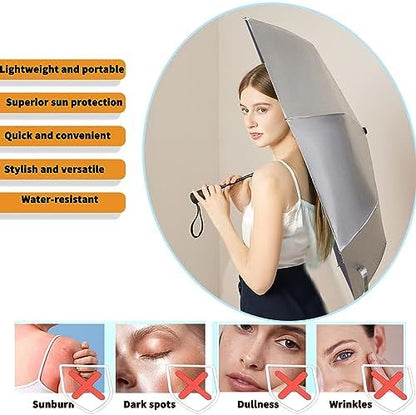 SIEPASA UV Protection Travel Compact Umbrella-Automatic Umbrellas for Rain-Compact Folding Umbrella, Travel Umbrella, Small Portable Windproof Umbrellas for Men Women Teenage.(Silver/Black)