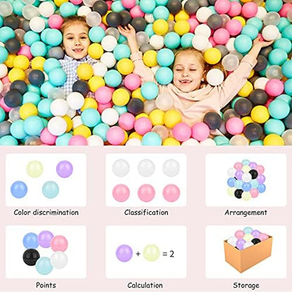 Ball Pit Balls Phthalate Free BPA Free Crush Proof Plastic - 7 Bright Colors in Reusable Play Toys for Kids with Storage Bag