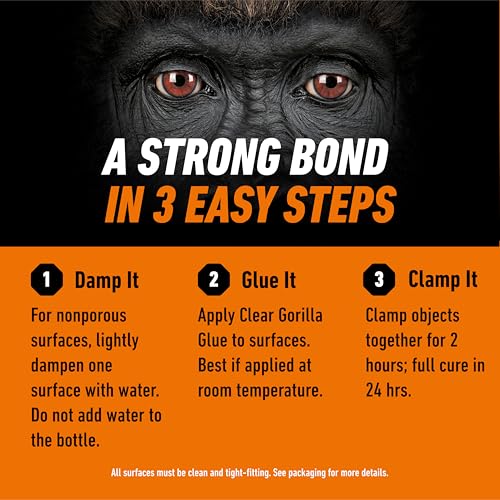 Gorilla Clear Glue, 5.75 Ounce Bottle (Pack of 2) - Crystal Clear, All Purpose, and Water Resistant